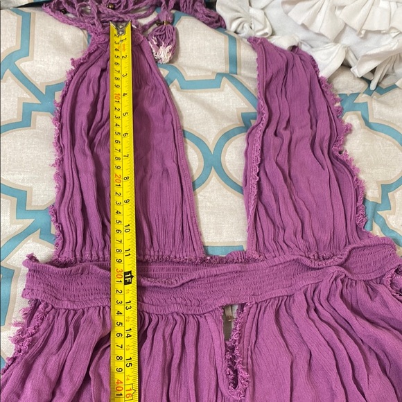 Free People Look Into the Sun Backless Mauve Purple Halter Maxi Dress Large - Picture 11 of 17